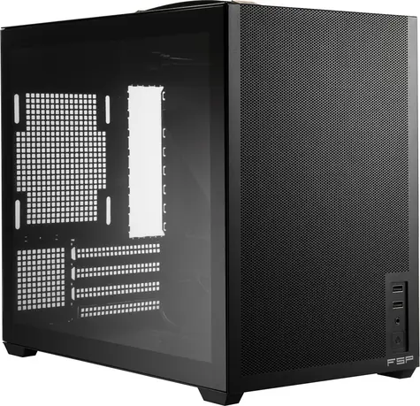 Fortron FSP S210-B schwarz / Micro-ATX-Gehäuse / ohne Netzteil / transparente Seitenwand / USB 3.0 + USB-C / 240-mm-Radiator