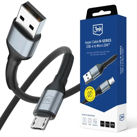 3mk Hyper Cable N-SERIES schwarz / Kabel / USB-A auf Micro / 50 cm / 10 W