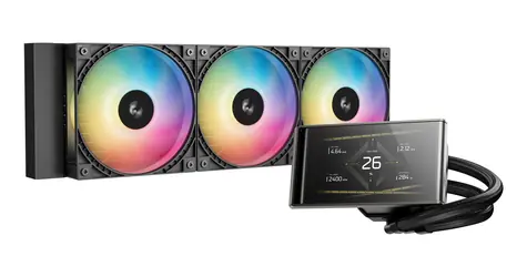 DEEPCOOL LT360 Vision ARGB schwarz / AIO-CPU-Wasserkühlung / 360 mm / 4,5"-LCD