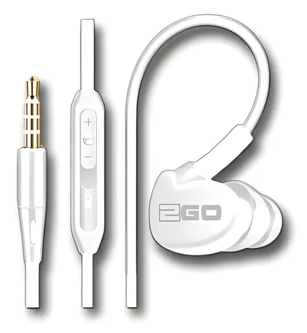 2GO Active 1 weiß / Sportkopfhörer mit Mikrofon / 3,5-mm-Klinkenstecker / 1,2 m