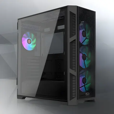 RAIJINTEK PONOS Ultra schwarz / Computergehäuse / Midi-Tower / ATX / E-ATX / Gehärtetes Glas