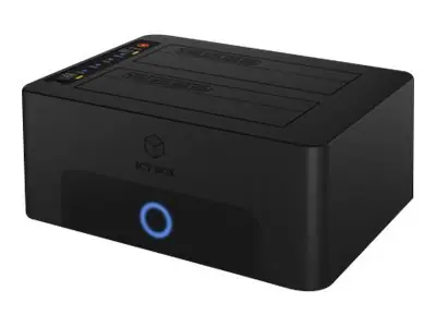 Icy Box Docking- und Klonstation, schwarz / Dockingstation für HDD und SSD / für 2,5"- und 3,5"-SATA-/USB-3.0-Festplatten
