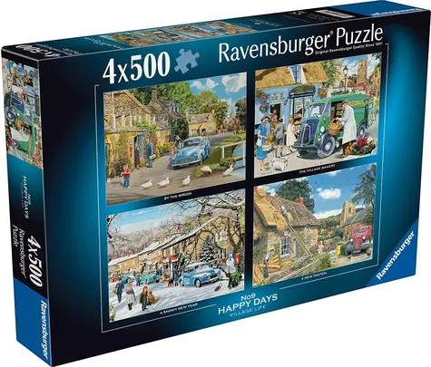 Ravensburger Puzzle Happy Days Nr. 9: Dorfleben / 4 x 500 Teile / ab 12 Jahren