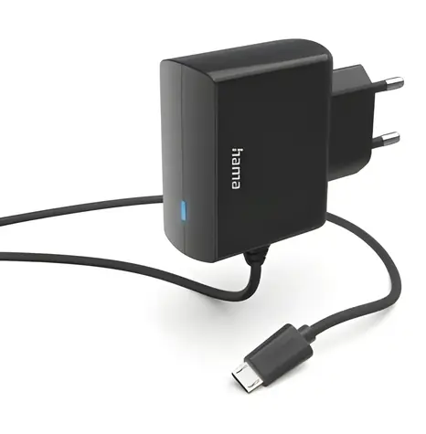 HAMA Netzladegerät mit Kabel, schwarz / Micro-USB / 6 W / 1,2 A / 1 m