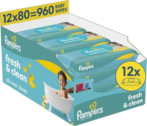 Pampers Fresh Clean / Feuchttücher / 960 Stück (12 × 80 Stück)