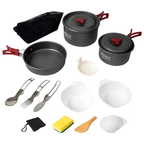 Acra C21 / Camping-Kochgeschirr-Set / Aluminium / für 2-3 Personen