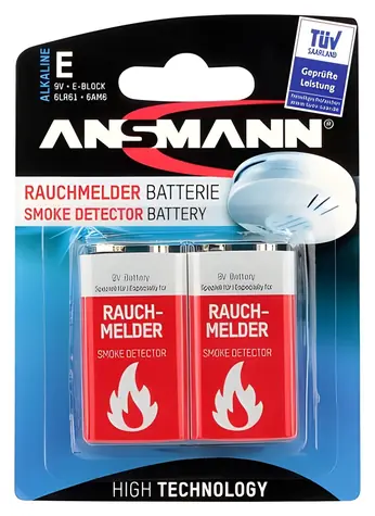 Ansmann Rauchmelder / Batterie / Alkaline / 9V / 6LR61 / Blisterverpackung