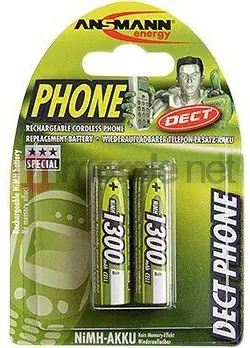 Ansmann DECT HR6 / Wiederaufladbarer Akku / AA / NiMH / 1300 mAh / 1,2 V / 2 Stück