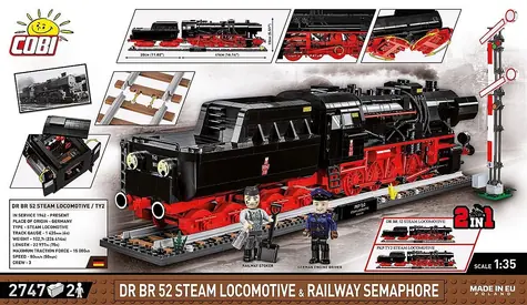 Cobi 6287 Dampflokomotive DR BR 52 mit Signal / Bausatz / 1:35 / 2747 Steine / 2 Figuren / ab 10 Jahren