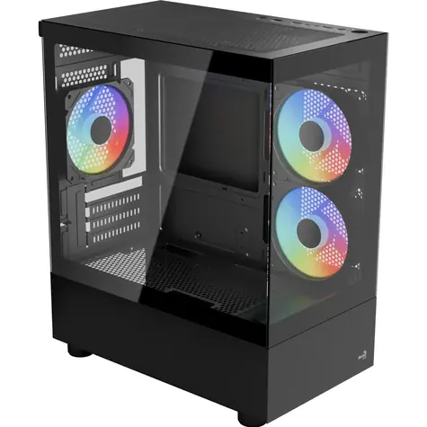 AeroCool Viewport Mini-G-BK-v4 ARGB schwarz / PC-Gehäuse / Micro-ATX / Mini-ITX / 2x USB-A 2.0 / 1x USB-A 3.2 / ohne Netzteil