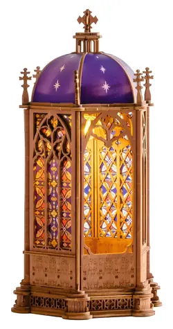 Robotime Kathedrale mit Sternenkuppel / 3D-Holzpuzzle / 118 Teile / USB-C-Beleuchtung / ab 14 Jahren