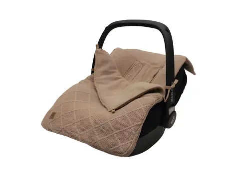 Jollein Karomuster Strickbezug, Farbe: Biscuit / Autositzbezug / 0-13 kg / 42 × 82 cm