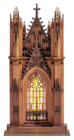Robotime 3D-Holzpuzzle Kathedrale Zwillingstürme / 3D-Puzzle / LED-Beleuchtung / 111 Teile / ab 14 Jahren