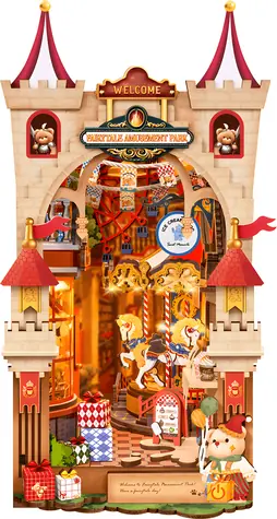 Robotime 3D-Puzzle Märchenhafter Vergnügungspark / Buchstütze / 257 Teile / LED-Beleuchtung / mittlerer Schwierigkeitsgrad / ab 14 Jahren