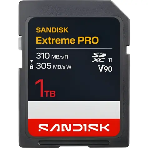 SanDisk Extreme PRO SDXC 1 TB / Speicherkarte / UHS-II V90 / Lesen 310 MB/s / Schreiben 305 MB/s