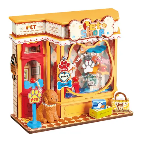 Robotime Miniatur-Tierhandlung / 3D-Holzpuzzle / 76 Teile / ab 14 Jahren