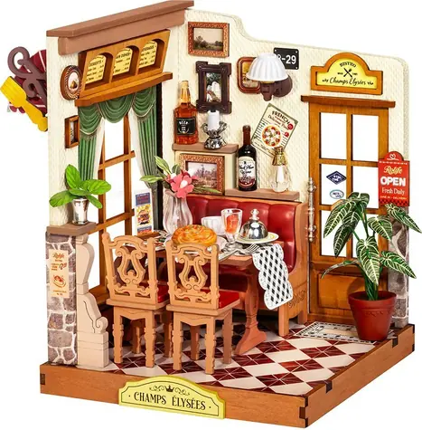 Robotime 3D-Holzpuzzle Bistro auf den Champs-Élysées / Miniaturhaus / 160 Teile / ab 14 Jahren