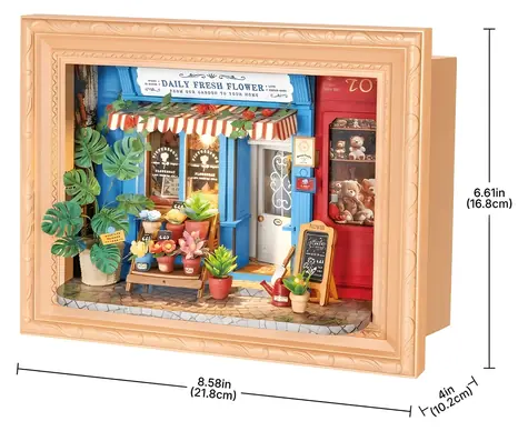 Robotime Florist / 3D-Holzpuzzle im Rahmen / 183 Teile / LED-Beleuchtung / ab 14 Jahren