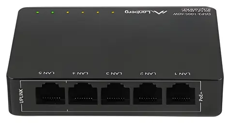 Lanberg DSP3-1005-60W schwarz / Switch / 5x GbE / 4X PoE+ 802.3at / 60W