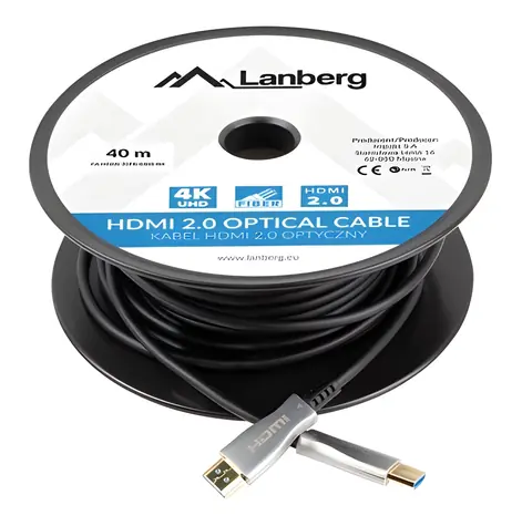 Lanberg CA-HDMI-20FB-0300-BK schwarz / HDMI-Lichtwellenleiter / 30 m / HDMI 2.0 / 4K 60Hz / 18 Gbit/s / ARC / HDR