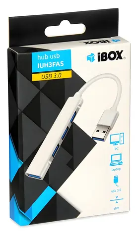 ibox USB-Hub weiß / USB-Hub / 1x USB 3.0 / 3x USB 2.0