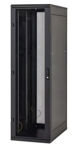 Triton 19"-Rack-Schrank, schwarz / 22 HE / 600 x 600 mm / Glastür / vollständige Rückwandabdeckung