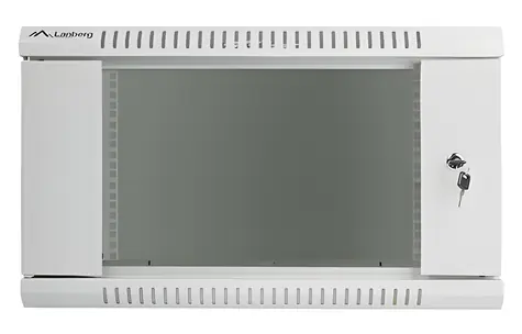Lanberg WF01-6406-10S grau / Wandrack 19" / 6 HE / 600 × 450 mm / Glastür / flach verpackt