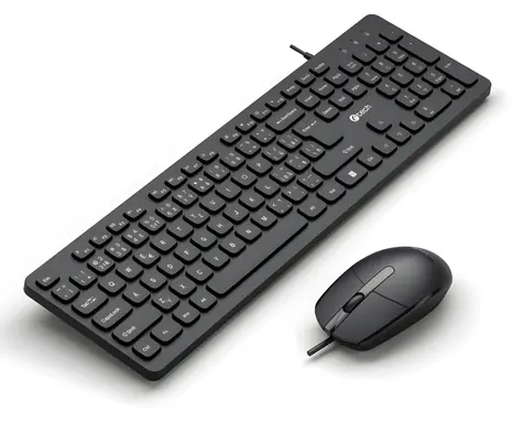 C-tech KBM-105 schwarz / Kabelgebundenes Tastatur- und Maus-Set / CZ/ SK / USB / 105 Tasten / 1200 DPI