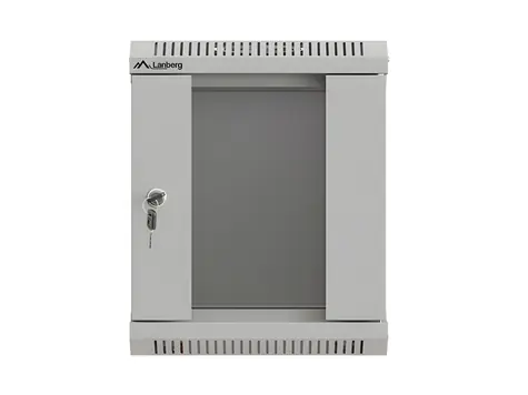 Lanberg WF11-3306-10S grau / Wandregal / 10" / 6 HE / 300 × 300 mm / Glastür / flach verpackt