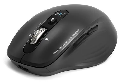 PORT CONNECT Business & Office Kollektion, schwarz / Kabellose Lademaus / Bluetooth & 2,4 GHz / Freilauf-Mausrad / 3200 DPI