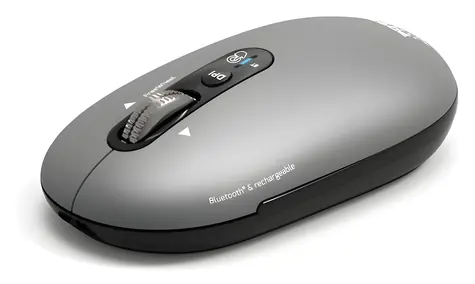 PORT CONNECT Reines MAC-Grau / Kabellose Lademaus / Bluetooth / Freilauf-Mausrad / 3200 DPI