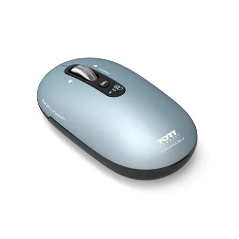 PORT CONNECT Reines MAC-Pastellblau / Kabellose Lademaus / Bluetooth / Freilaufmausrad / 3200 DPI / USB-C