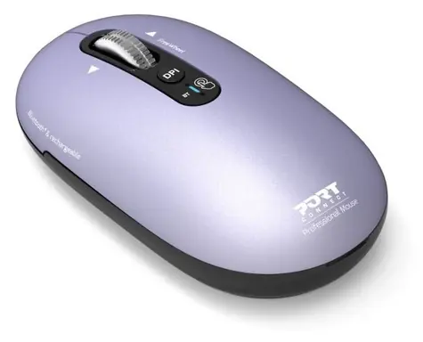 PORT CONNECT: Reines MAC-Lila / Kabellose Lademaus / Bluetooth / Freilauf-Mausrad / 3200 DPI / USB-C