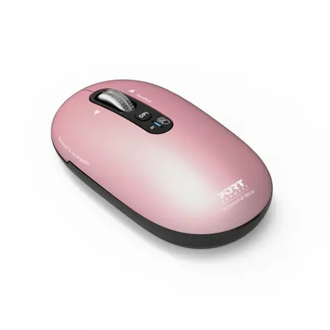 PORT CONNECT Reines MAC-Pink / Kabellose Lademaus / Bluetooth / Freilauf-Mausrad / 3200 DPI / USB-C