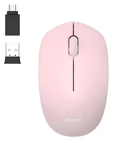 PORT CONNECT Wireless COLLECTION pink / Kabellose Maus / USB-A/USB-C-Dongle / 2,4 GHz / 1600 DPI