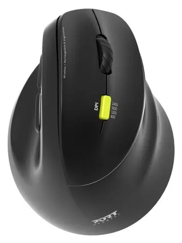 PORT CONNECT Ergo Shape Rechtshänder-Maus, schwarz / Kabellose ergonomische Maus / Bluetooth + 2,4 GHz / 2400 DPI