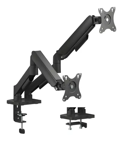 eSTUFF Doppel-Gasdruckfeder-Monitorhalterung / Tischarm für zwei Monitore / Gasdruckfeder