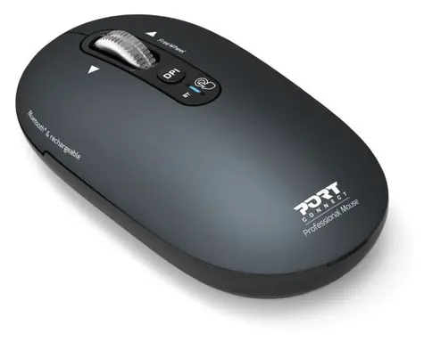 PORT CONNECT Pure MAC Dunkelgrau / Kabellose Lademaus / Bluetooth / Freilauf-Mausrad / 3200 DPI
