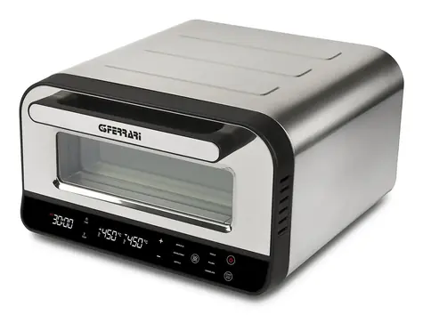 G3Ferrari G10204 silber / Mini-Pizzaofen / 1850 W / 80-450 °C / 6 Programme / Pizzastein 32 × 32 cm