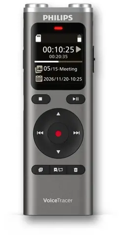 Philips DVT2075 / Diktiergerät / 8 GB / USB-C / microSD / 3,5-mm-Klinkenanschluss