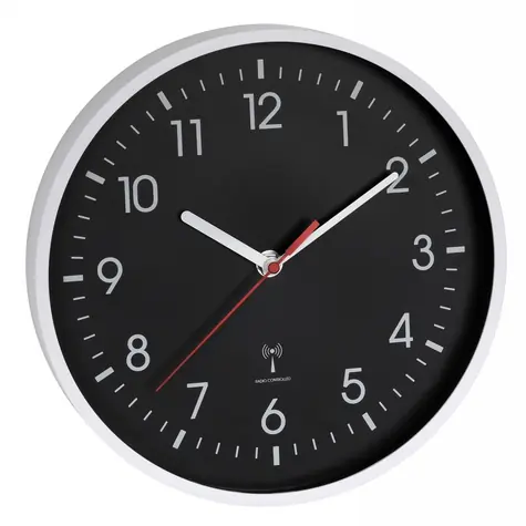 TFA 60.3550.20 Schwarzweiß / Wanduhr / DCF-Signal / Glas /  245 mm