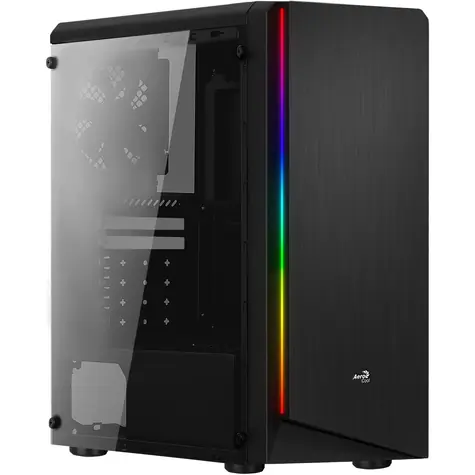 AeroCool Rift schwarz / PC-Gehäuse / Midi-Tower / ATX / Micro-ATX / Mini-ITX / ohne Netzteil / RGB / transparente Seitenwand