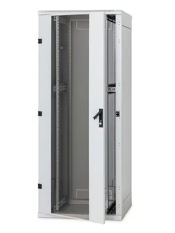 Triton 19"-Rackschrank, grau / 47 HE / 800 x 1200 mm / Tragfähigkeit 800 kg / Glastür