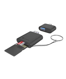 Icy Box Schwarz / 2-in-1 Speicherkartenleser / USB-A & USB-C / SD, microSD / USB 3.2 Gen 1 / 170 MB/s