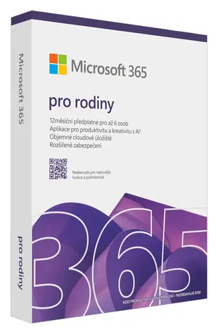Microsoft 365 für Familien CZ / Office-Software / Elektronische Lizenz / 12 Monate / Bis zu 6 Benutzer / 6 TB OneDrive