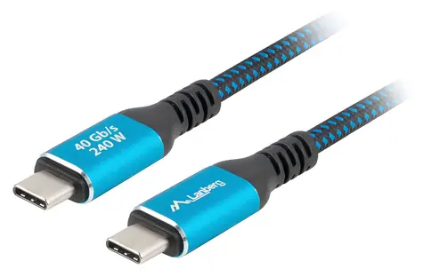 Lanberg USB-C 4.0 0,5 m schwarz-blau / USB-C-zu-USB-C-Kabel / 240 W / 8K 60 Hz