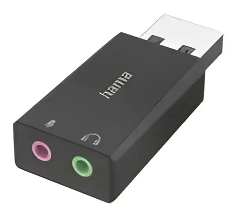 HAMA USB-Soundkarte schwarz / Soundkarte / USB-A / 2x 3,5-mm-Klinkenanschluss / Stereo