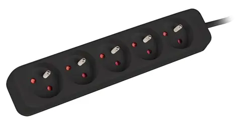 Lanberg schwarz / Verlängerungskabel für USV / 1 m / 5 Steckdosen