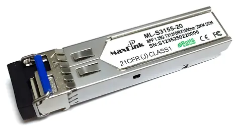 MaxLink 1,25G SFP optisches Modul / WDM (BiDi) / SM / Tx 1310/Rx 1550 nm / 20 km / 1x LC-Anschluss / DDM