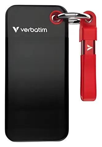 Verbatim Pocket SSD 256 GB schwarz/rot / Externe SSD / USB-C / Lesen: 10.000 MB/s / Schreiben: 10.000 MB/s